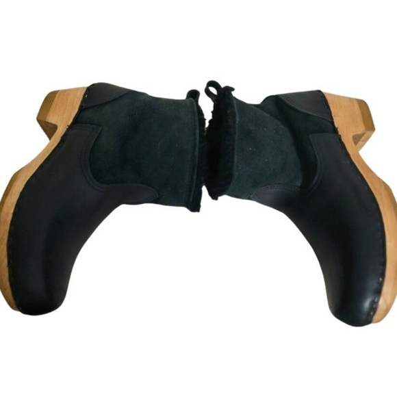 No. 6 Pull On Shearling Clog Boots in Black Leather and Suede 8.5 - Picture 6 of 9